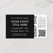 Event-Ticket | Black Modern QR Code Concept Ticket (Vorderseite)