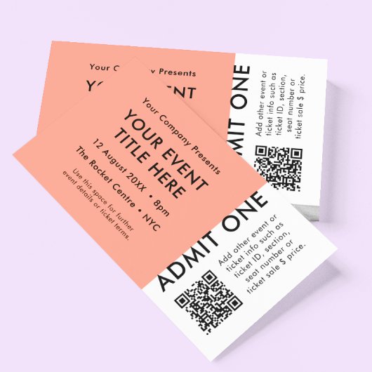 Event-Ticket | Coral Pink QR Code Konzert Ticket