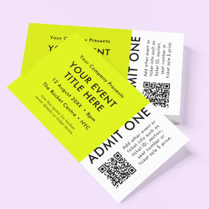 Event-Ticket   Lime Green QR Code Concept Ticket