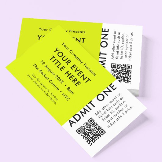Event-Ticket | Lime Green QR Code Concept Ticket