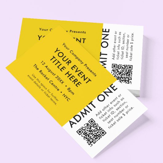 Event Ticket | Yellow QR Code Concert Ticket