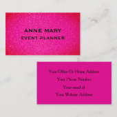 Event Wedding Planner Pink Purple Glitter Girly Visitenkarte (Vorne/Hinten)