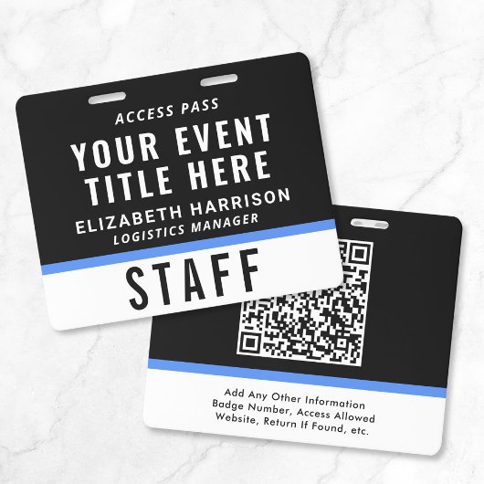 Event Zugangspass QR-Code Schwarz Blau ID Ausweis