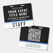 Event Zugangspass QR-Code Schwarz Blau ID Ausweis (Vorder- & Rückseite)
