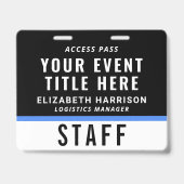 Event Zugangspass QR-Code Schwarz Blau ID Ausweis (Vorderseite)