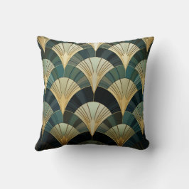 Eventails Art Deco - Or auf Smaragd Kissen