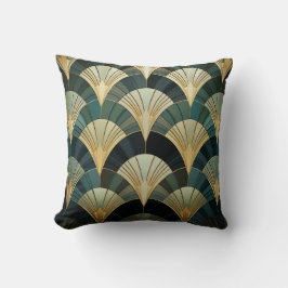 Eventails Art Deco - Or auf Smaragd Kissen