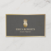 Eventplaner Ananas Moderner Foil Gold Rahmen Visitenkarte (Vorderseite)