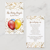 Eventplaner Balloons Confetti Visitenkarte (Vorne/Hinten)