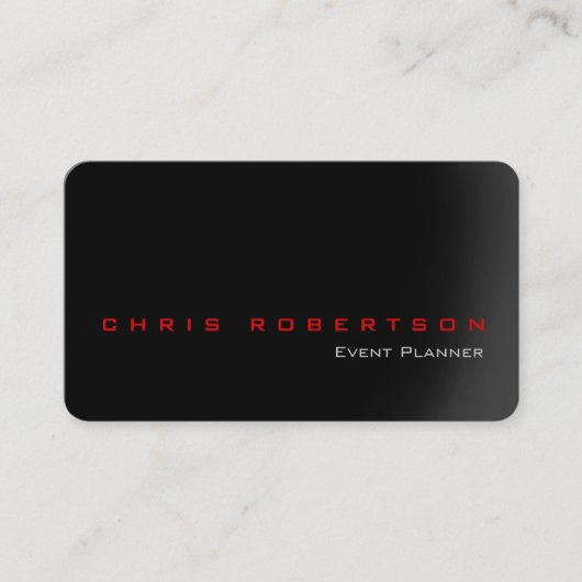 Eventplaner Black Gray Red Trendy Business Card Visitenkarte (Vorderseite)