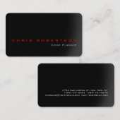 Eventplaner Black Gray Red Trendy Business Card Visitenkarte (Vorne/Hinten)