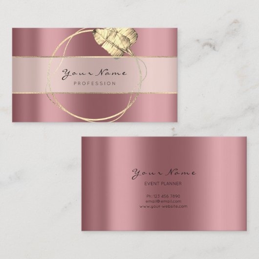 Eventplaner Blogger Rose Gold Floral Beauty Visitenkarte (Vorne/Hinten)