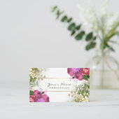 Eventplaner Blumenblätter Rote Rosen Rosa Grün Gol Visitenkarte (Stehend Vorderseite)