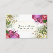 Eventplaner Blumenblätter Rote Rosen Rosa Grün Gol Visitenkarte (Vorderseite)