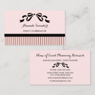 Eventplaner Chic Pariser Rosa Streifen Bogen Visitenkarte