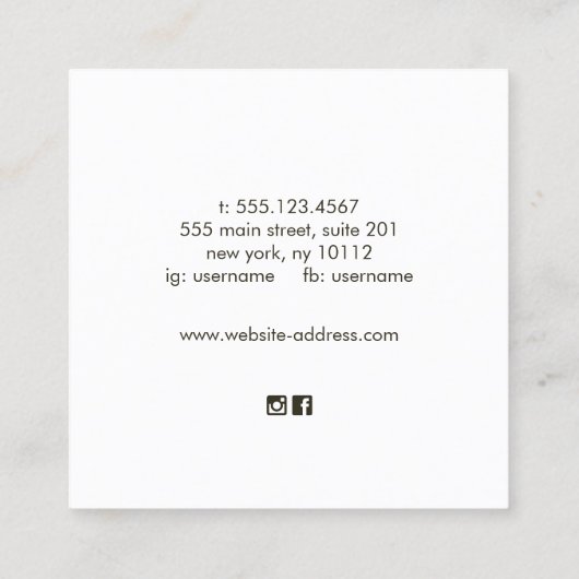 Eventplaner Confetti Quadratische Visitenkarte (Rückseite)