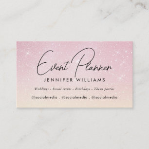 Eventplaner Elegant Roségold Rosa Glitzer Visitenkarte