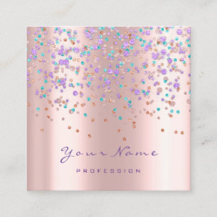 Eventplaner Eyelash Makeup Rose Lila Confetti Quadratische Visitenkarte