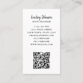 Eventplaner farbiger QR-Code Beige Business Card Visitenkarte (Rückseite)