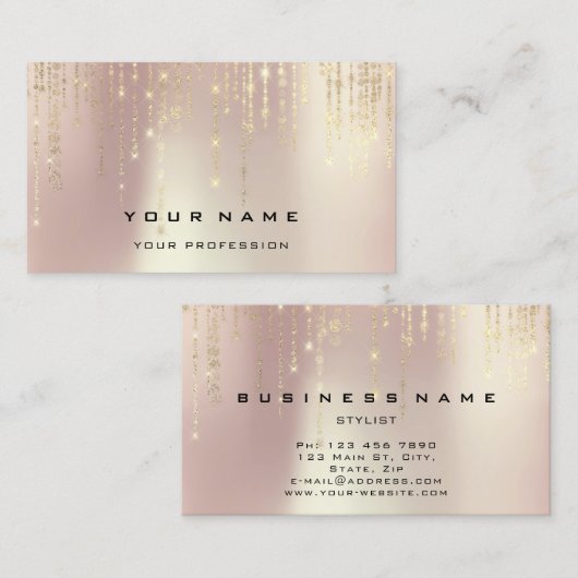 Eventplaner Frühspark String Wedding Rose Gol Visitenkarte (Vorne/Hinten)