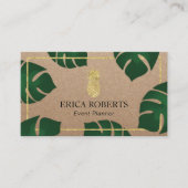 Eventplaner Gold Ananas Rustikale Kraft Visitenkarte (Vorderseite)