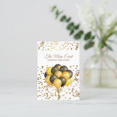 Eventplaner Gold Black Balloons Glitzer Stars Visitenkarte (Stehend Vorderseite)