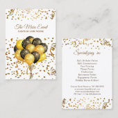 Eventplaner Gold Black Balloons Glitzer Stars Visitenkarte (Vorne/Hinten)