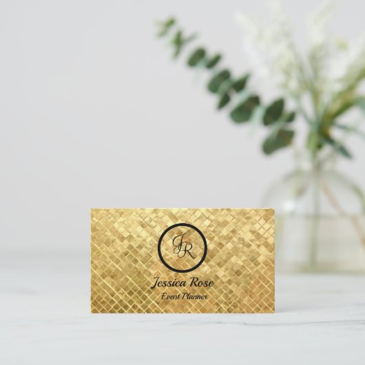 Eventplaner Gold Sequenzen/Black Business Cards Visitenkarte (Stehend Vorderseite)