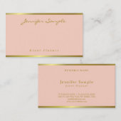 Eventplaner Handschrift Rosa Gold Moderne Elegant Visitenkarte (Vorne/Hinten)
