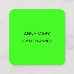 Eventplaner Helle Farbige Hochzeit Neon Grün Quadratische Visitenkarte