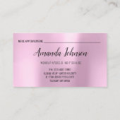 Eventplaner Hochzeit Bridal Pink Rose Gold Makeu Visitenkarte (Rückseite)