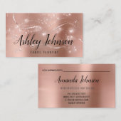Eventplaner Hochzeit Bridal Pink Rose Gold Spark Visitenkarte (Vorne/Hinten)