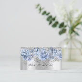 Eventplaner Hochzeit SilverBlue Tropfen Logo QRCod Visitenkarte (Stehend Vorderseite)