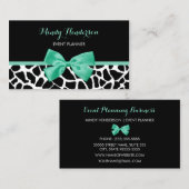 Eventplaner Hübsche Giraffe Print Mint Green Bow Visitenkarte (Vorne/Hinten)