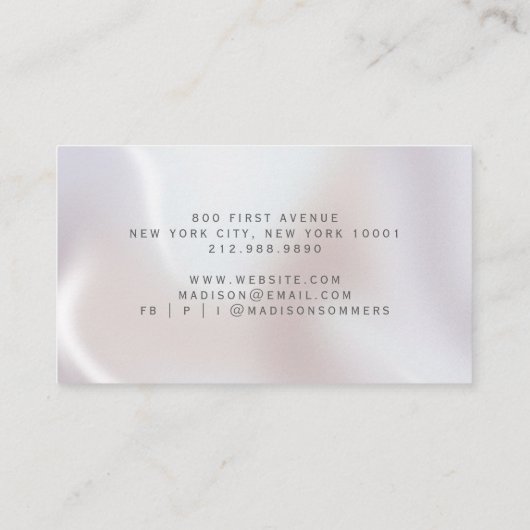 Eventplaner Iridescent Pearimmer Visitenkarte (Rückseite)