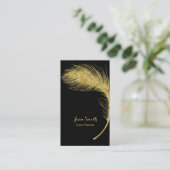 Eventplaner Luxury Gold Peacock Feather Elegant Visitenkarte (Stehend Vorderseite)
