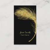 Eventplaner Luxury Gold Peacock Feather Elegant Visitenkarte (Vorderseite)