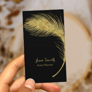 Eventplaner Luxury Gold Peacock Feather Elegant Visitenkarte