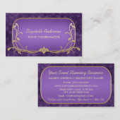 Eventplaner Luxus Lila und Gold Floral Wirbel Visitenkarte (Vorne/Hinten)