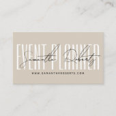 Eventplaner moderne Typografie Schrift beige Visitenkarte (Vorderseite)