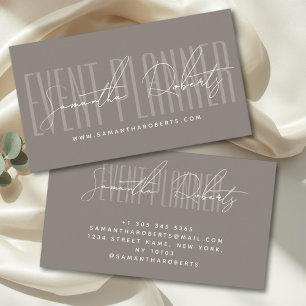 Eventplaner moderne Typografie Schrift taupe Visitenkarte