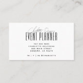Eventplaner Moderne Typografie Visitenkarte (Rückseite)