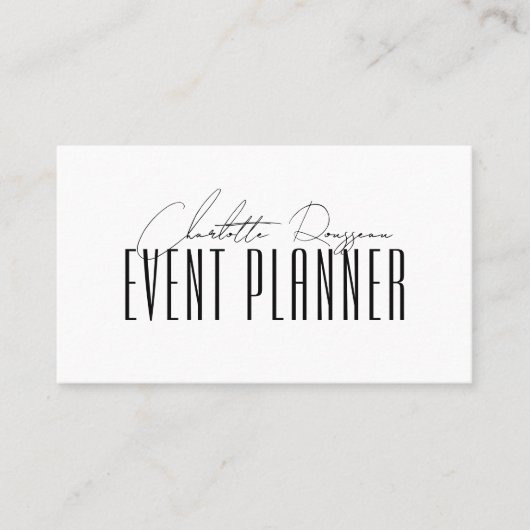 Eventplaner Moderne Typografie Visitenkarte (Vorderseite)