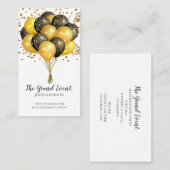 Eventplaner Moderner Gold Black Balloons Glitzer Visitenkarte (Vorne/Hinten)
