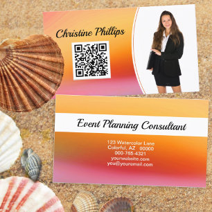 Eventplaner Orange Watercolor Benutzerdefiniertes Visitenkarte