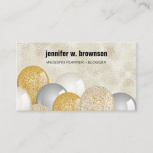 Eventplaner Party Ballons Gold Glitter Schrift Visitenkarte