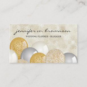 Eventplaner-Partyballons Gold Glitter Schrift Visitenkarte
