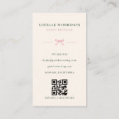 Eventplaner Pink Grün Gestreifter Bogen QR Code Visitenkarte (Rückseite)