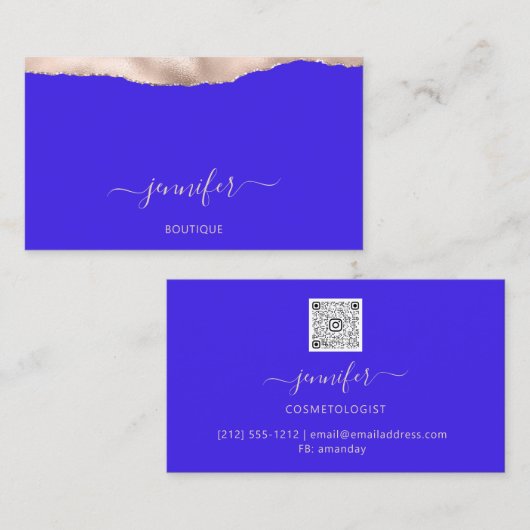 Eventplaner QR Code Pulver Blush Royal Blue Visitenkarte (Vorne/Hinten)