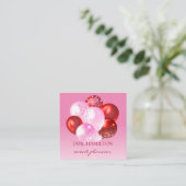 Eventplaner Rosa Rote Ballons Quadratische Visitenkarte (Stehend Vorderseite)